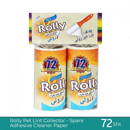 Rolly Pet Lint Collector Spare Adhesive Cleaner Paper 72 Sheets Double